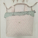 BOLSO TALEGA ESTAMPADO FLORES VOLANTE VERDE