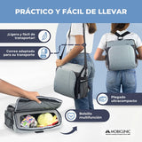 Trona de viaje con almacenaje | Plegable | Con bolsillo y asa | Hasta 15 kg | Gris