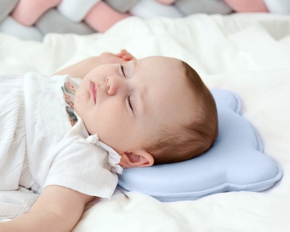 Almohada plagiocefalia para bebés azul