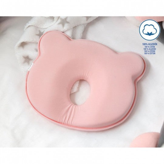 Almohada plagiocefalia para bebés rosa