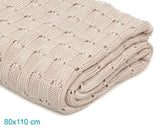 Manta calada de bambú beige crudo 80x110