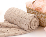 Manta calada de bambú beige crudo 80x110