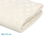 Manta calada de bambú blanco crudo 80x110