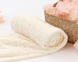 Manta calada de bambú blanco crudo 80x110