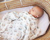 Muselina Bambú con estampado bosque 120x120cm