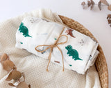 Muselina Bambú con estampado de dinosaurios 120x120cm