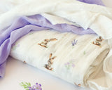 Gasas Set 3 muselinas conejitos, lavanda y blanco 70x70cm