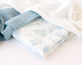 Gasas Set de 3 muselinas azul, blanco y estampado de aviones 70x70cm