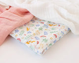 Gasas Set de 3 muselinas rosa, blanco y estampado de florecitas 70x70cm