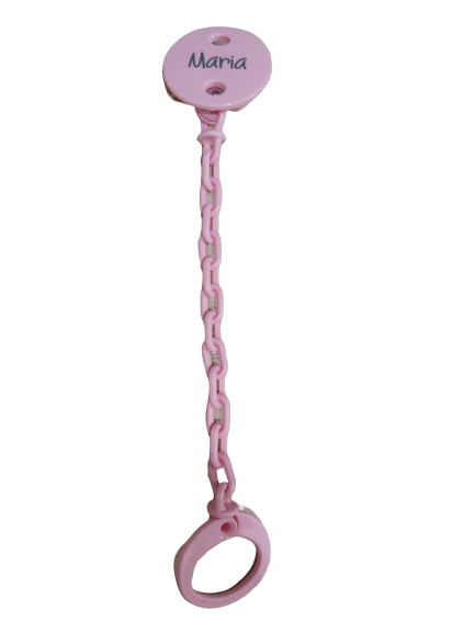 Sujetachupetes con cadena rosa personalizado